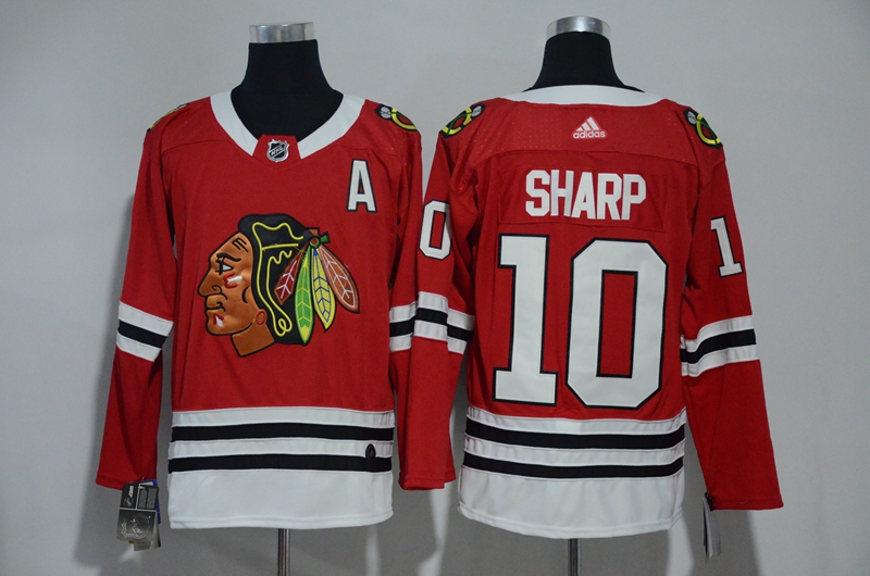 Men Chicago Blackhawks #10 Sharp Red Hockey Stitched Adidas NHL Jerseys